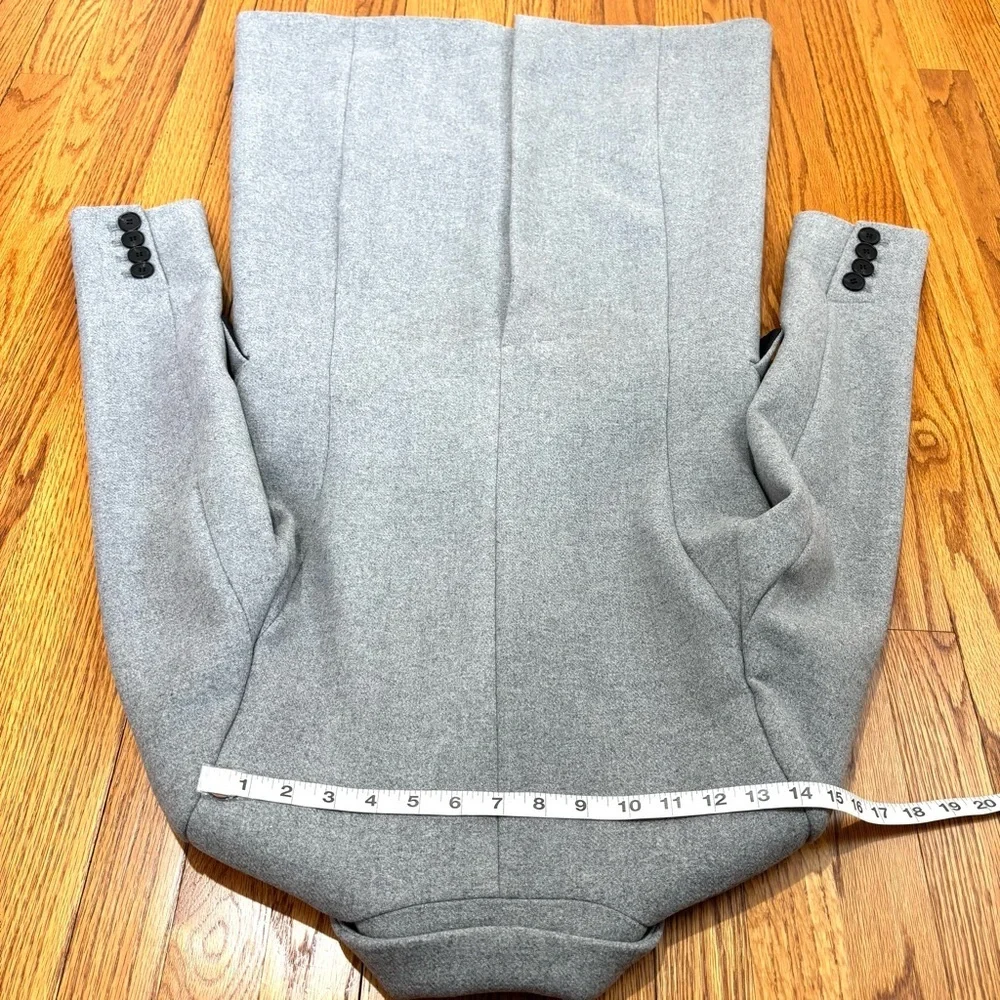 Mango MNG heather gray wool blend one button business classic tailored pea coat
